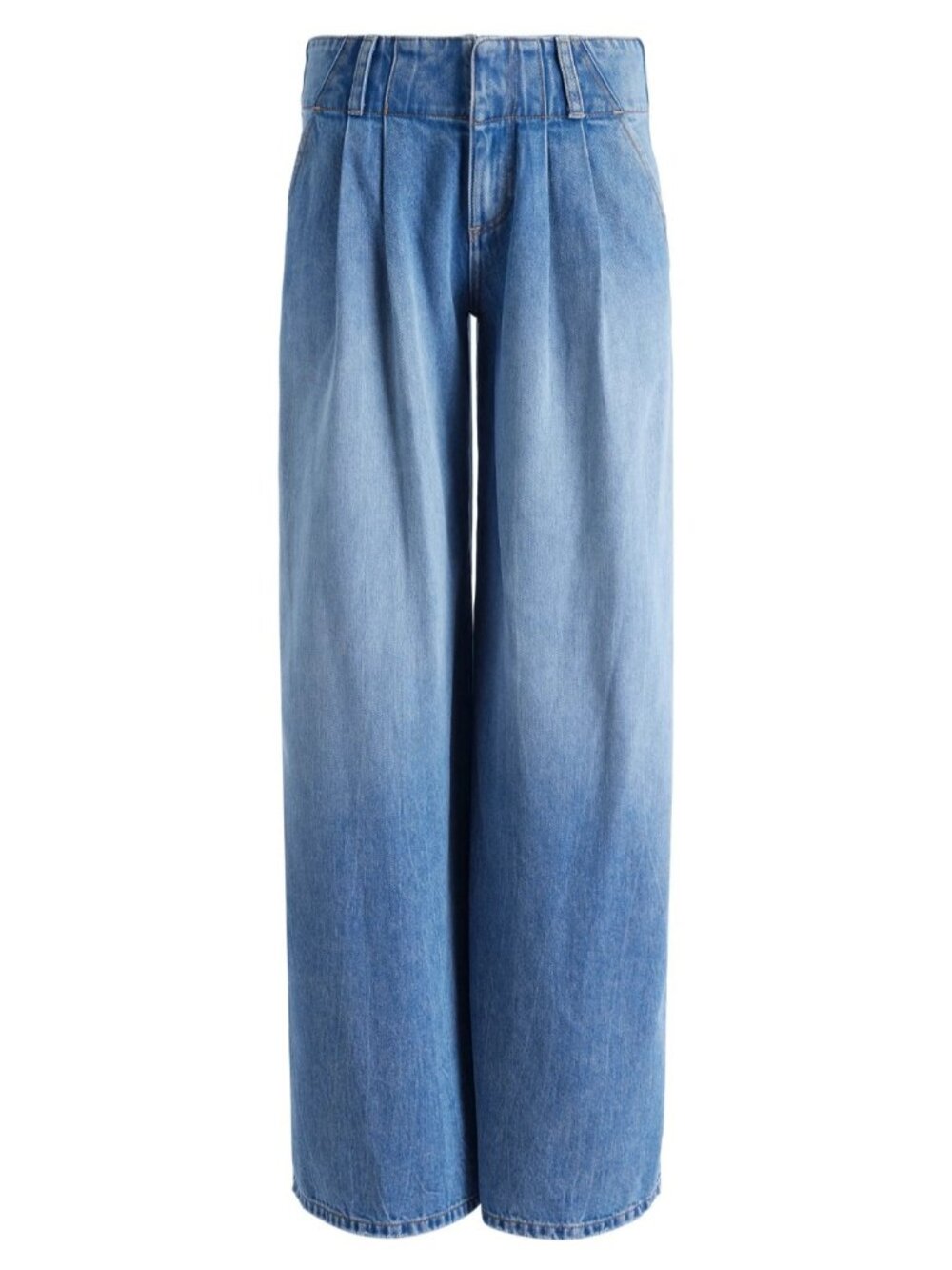 Alice + Olivia Women's Anders Pleated Wide Leg Jeans in Georgia Blue Size 25 - Picture 4 of 6